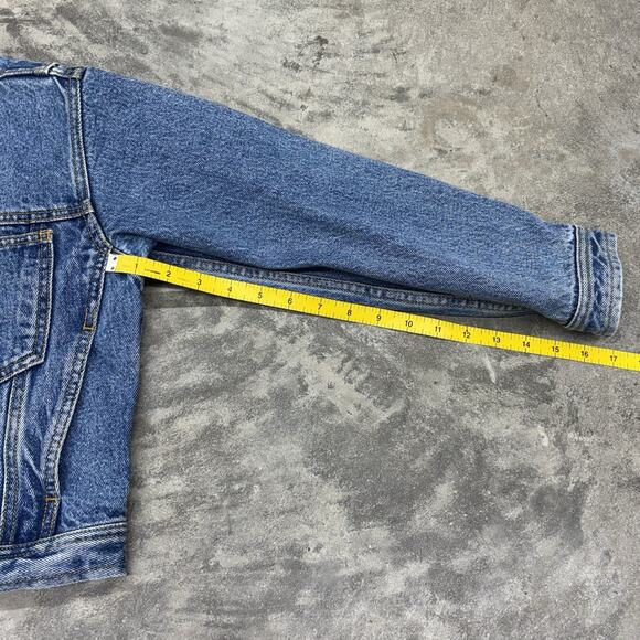 Vtg 90s Tommy Hilfiger Jean Jacket Crop Crest Logo Blue Denim Womens S Classic - Picture 7 of 11